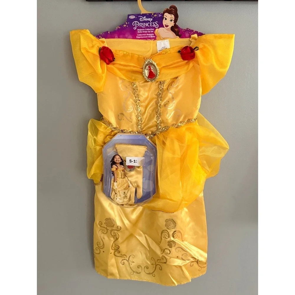 Disney Belle Beauty and the Beast Costume Girls Size 4-6X Yellow Dress Set NWT